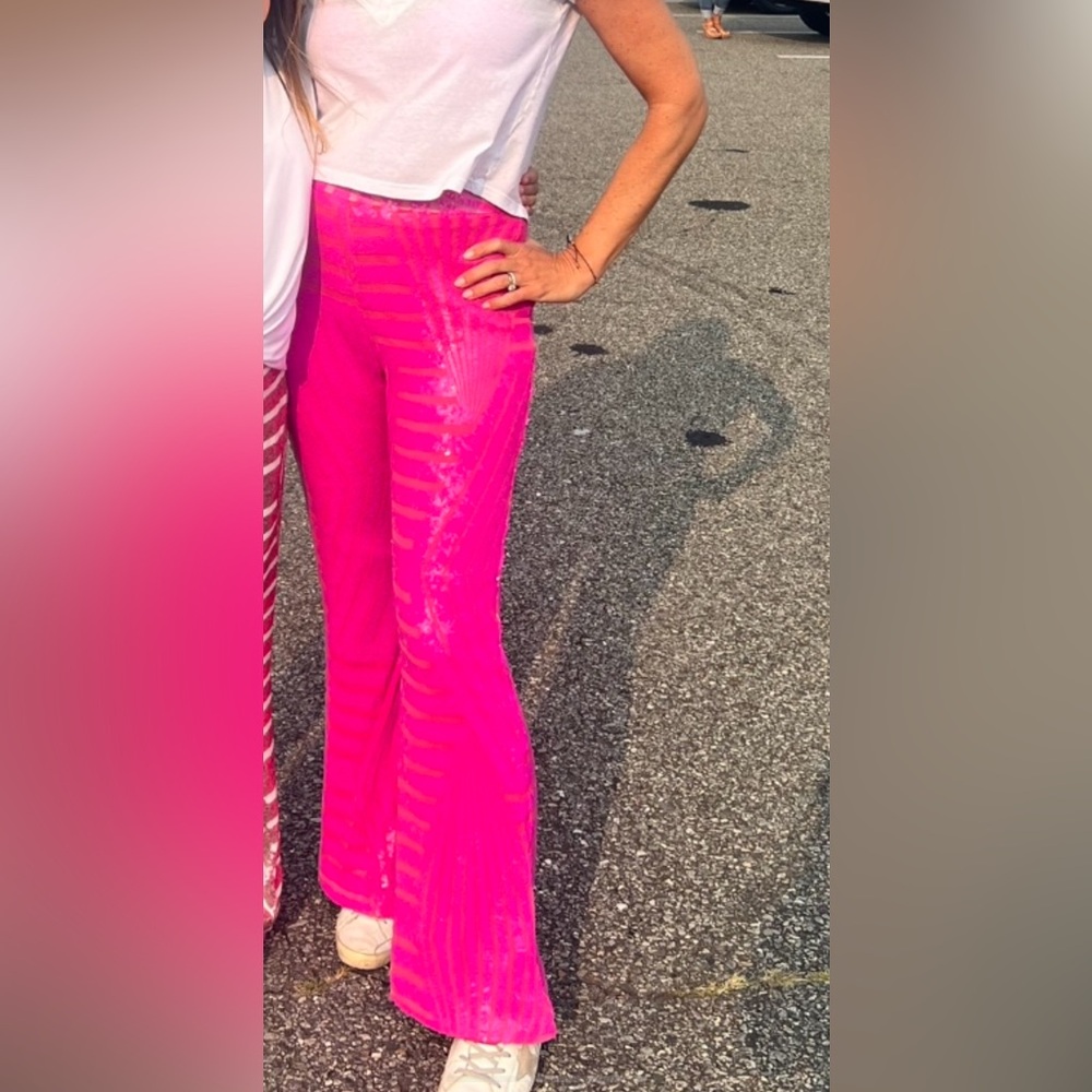 Sequin hot pink pants size M - Picture 5 of 5